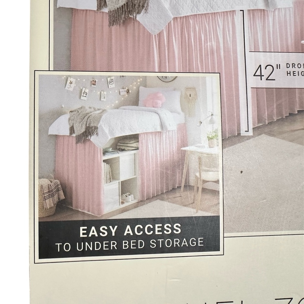 Rachael Zoe Dorm Under Bed Storage Skirt Twin-XL - Picture 5 of 8